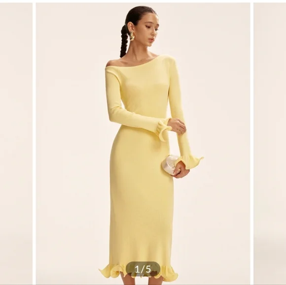 Commense Yellow Long Sleeve Ruffle Dress - Picture 4 of 4